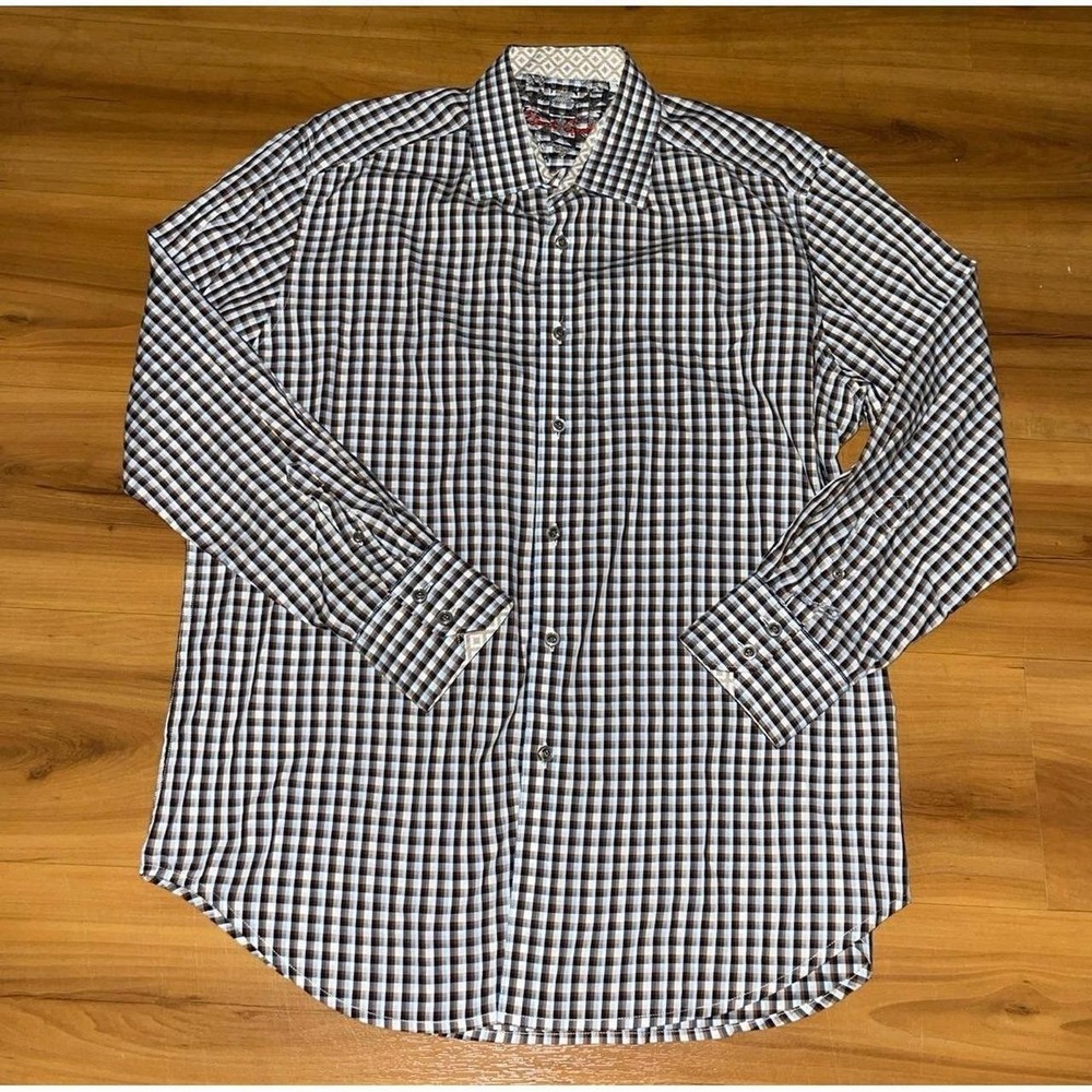 Mens Robert Graham Gingham Plaid Button Up Casual Shirt